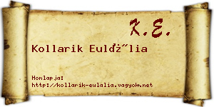 Kollarik Eulália névjegykártya